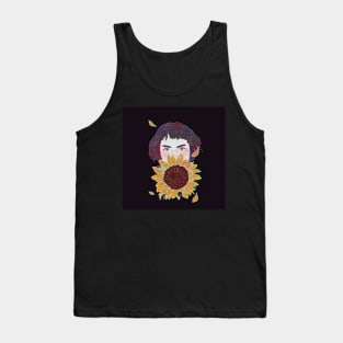 Girl with Sunflower Sketch Tank Top
